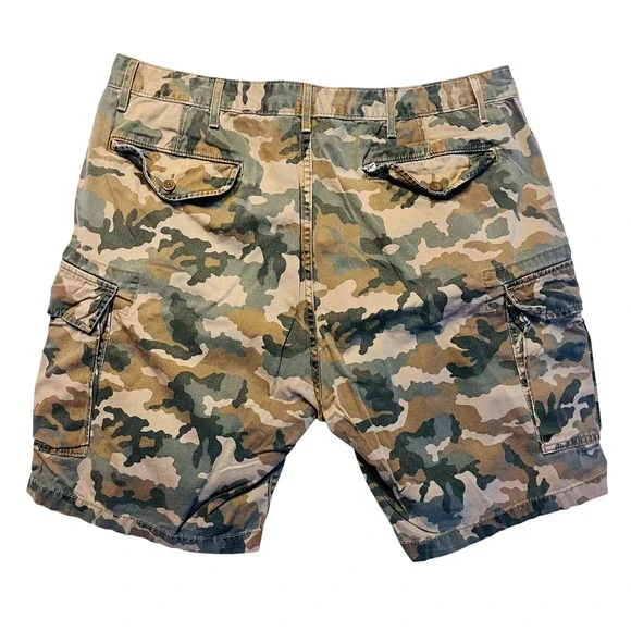 Levis Mens Camo Cargo Shorts Green Brown Woodland Camouflage Multi Pocket Sz. 40 - Picture 2 of 7